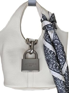 Balenciaga Paris Locker Mini Hobo Top Handle Bag One Size White Chevre Leather